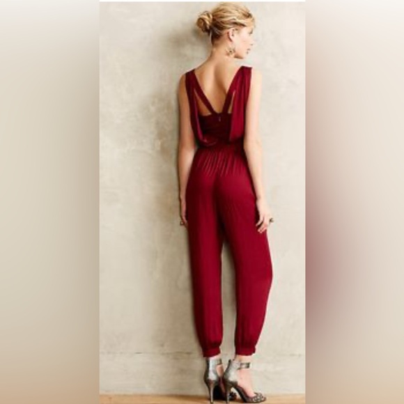 Anthropologie Nomad by Morgan Carper Draped Harem Vibe Jumpsuit in Bordeaux TB5 - Picture 5 of 9
